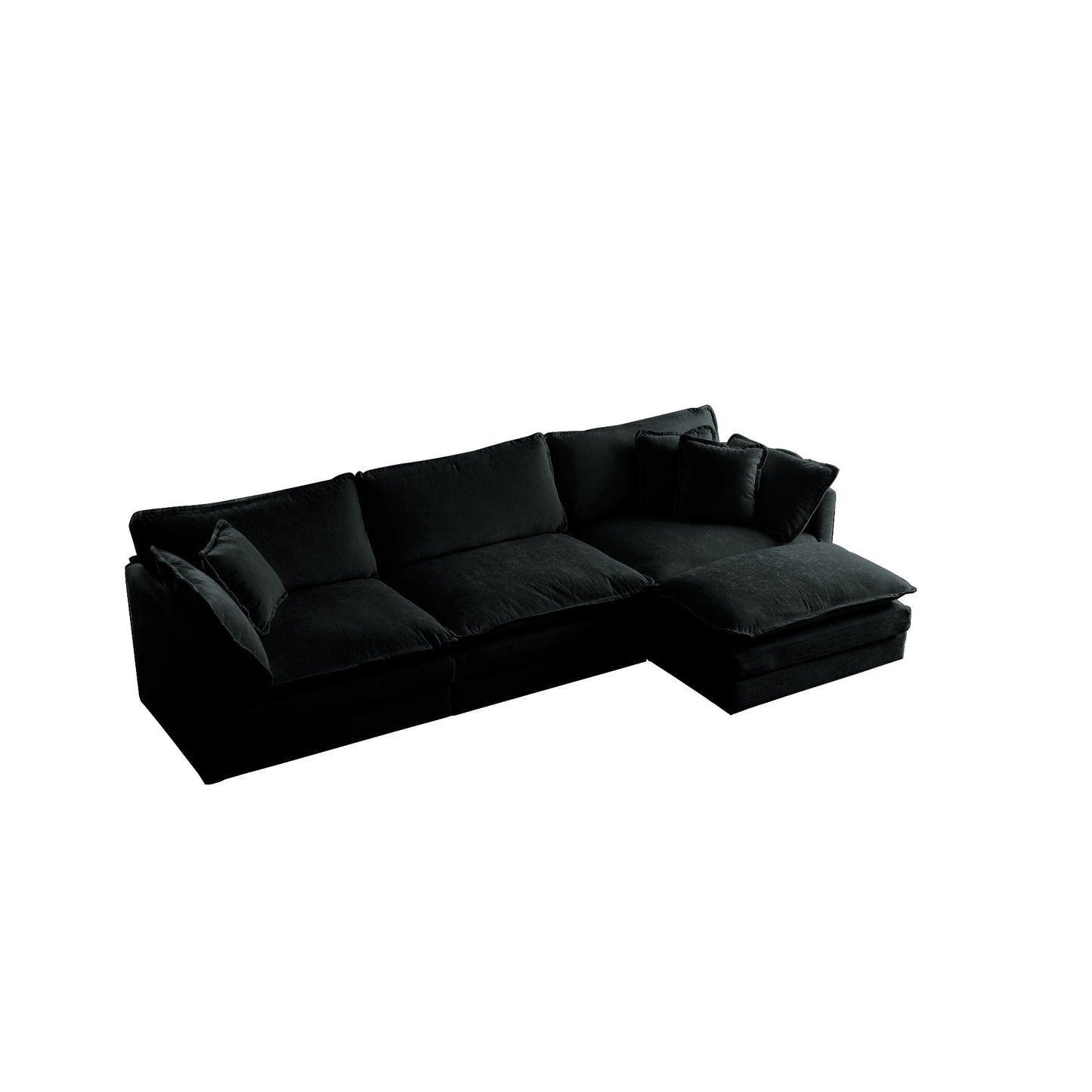 NEW Black Combination Comfy Upholstered Modular Oversized L Shaped Sectional Sofa