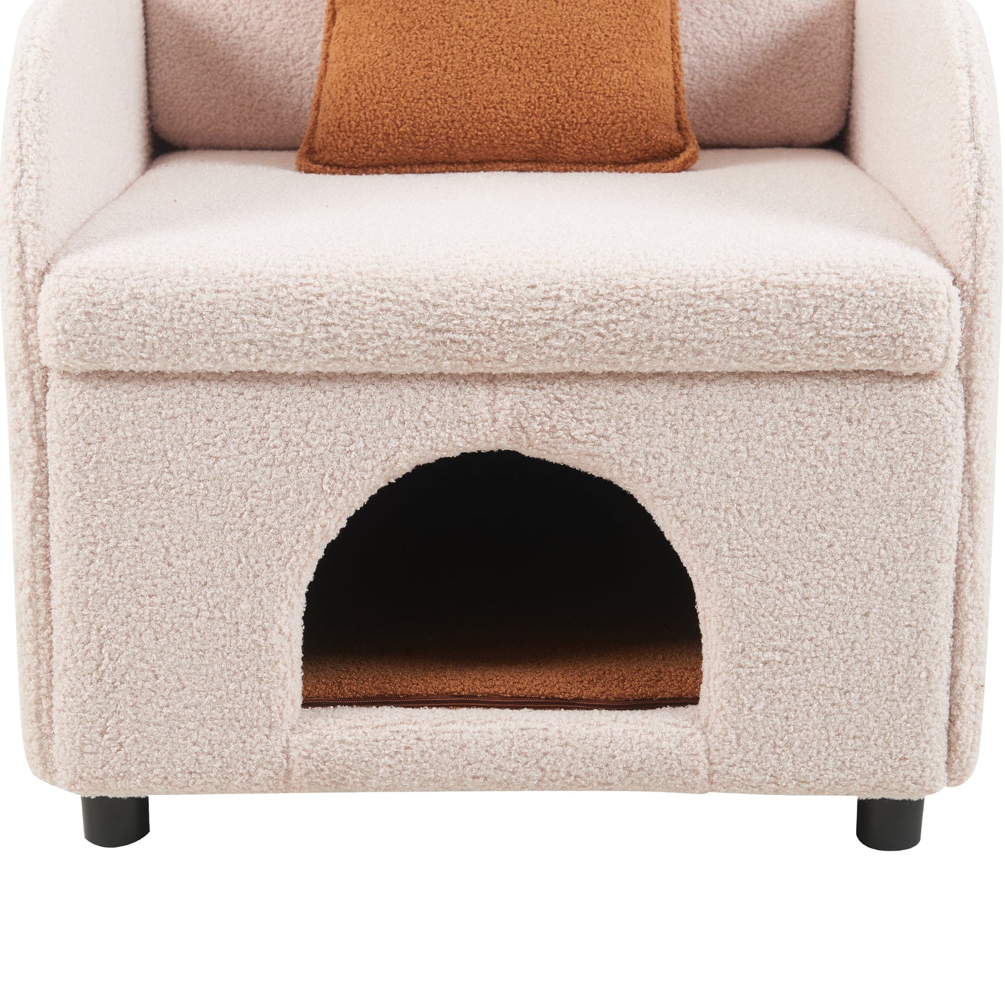 NEW Furniture Style 2 in 1 Pet Friendly  Fluffy Fabric Sherpa Upholstered Leisure Armchair with Lumbar Pillow for Living Room Bedroom Home and Office, Cream White