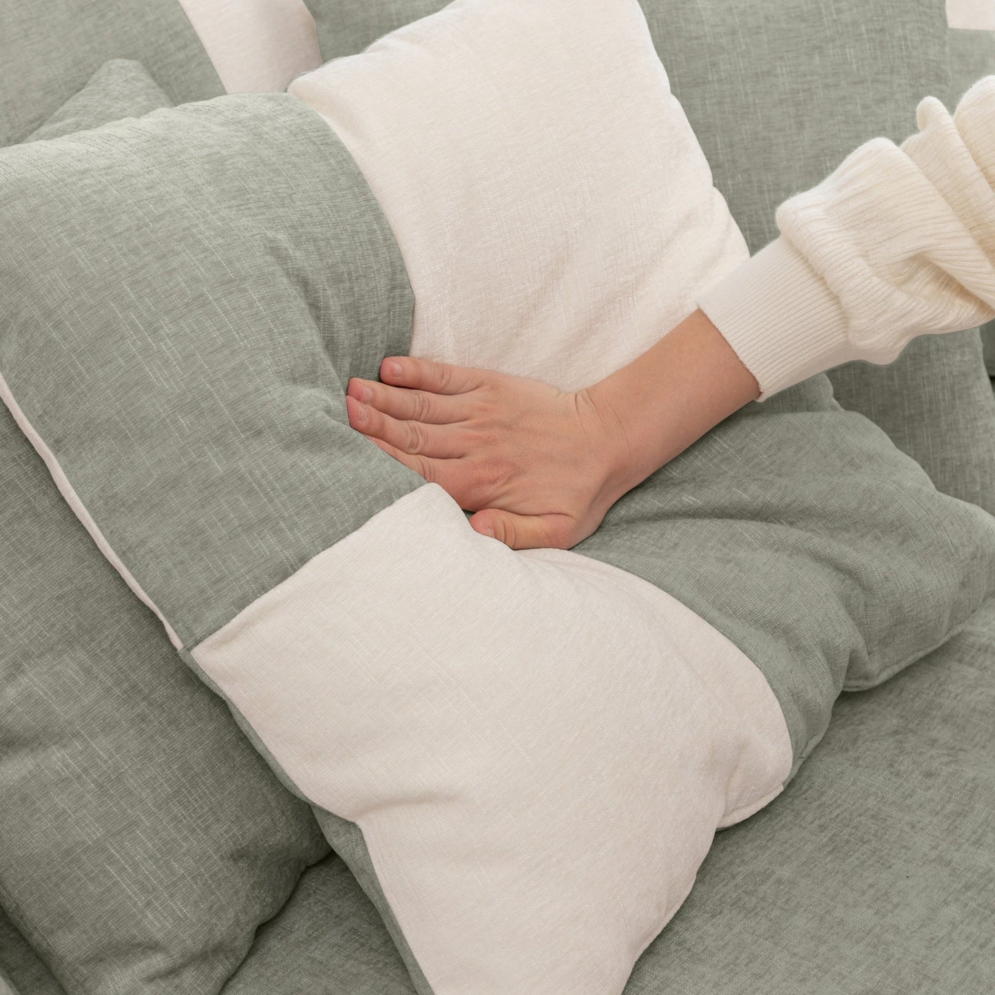 NEW Modern Oversized Blue Round Barrel Accent Chair with Ottoman - Velvet Upholstered Lounge Armchair with 5 Pillows for Living Room or Bedroom