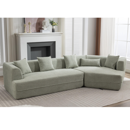 NEW Modern Green Round Fiber Fabric Modular Sectional Sofa