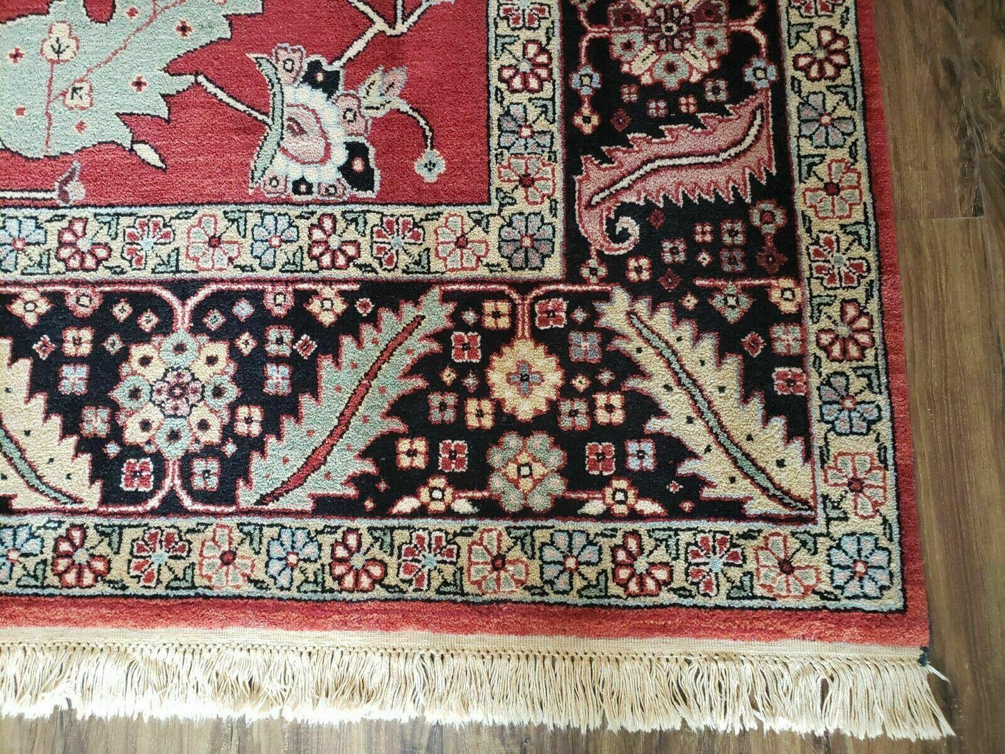 USED 10' X 14' Vintage Hand Made Turkish Wool Rug Carpet Red Black Hand Knotted Nice