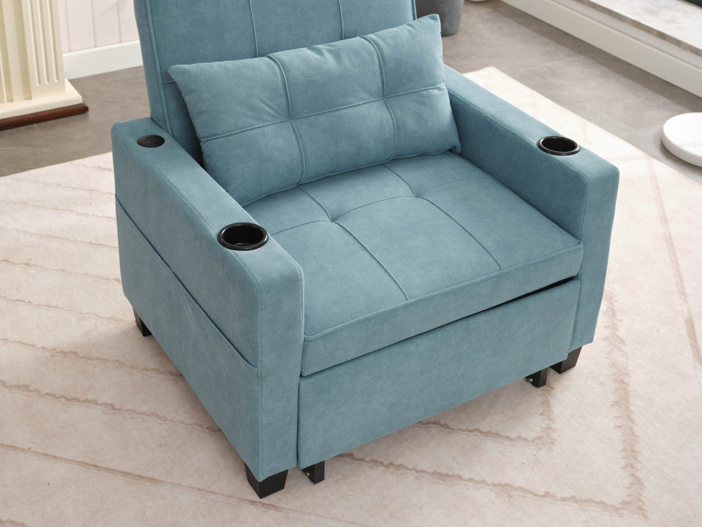 NEW Green Scratch Cloth Futon Chair Bed Convertible 3-in-1 Pull Out Sleeper Bed with USB Port