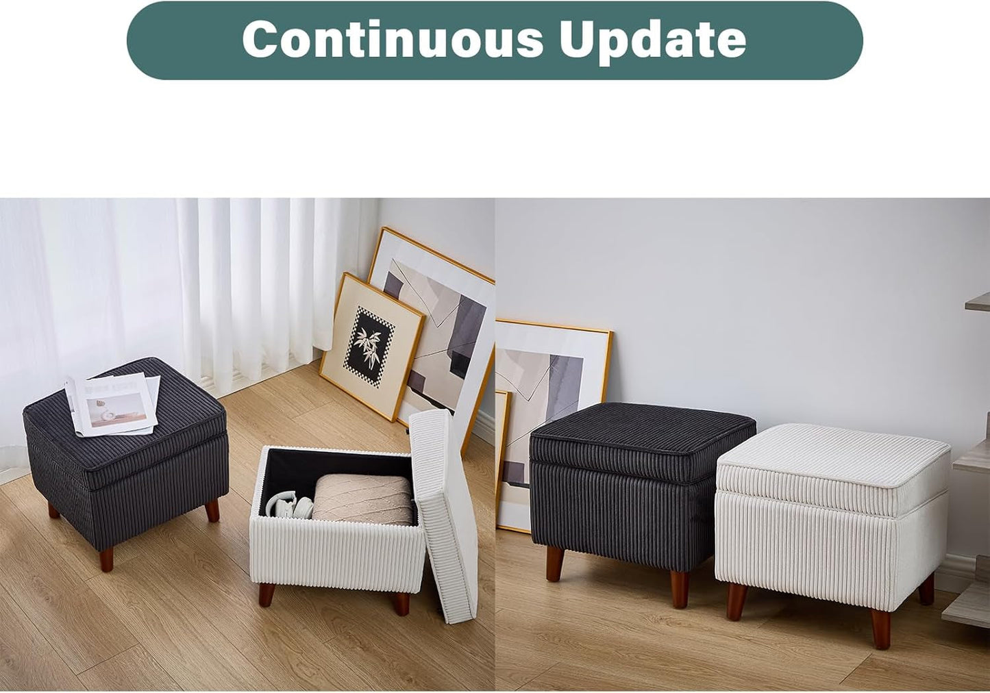 NEW Storage Ottoman With Adjustable Lid Footrest Charcoalgray