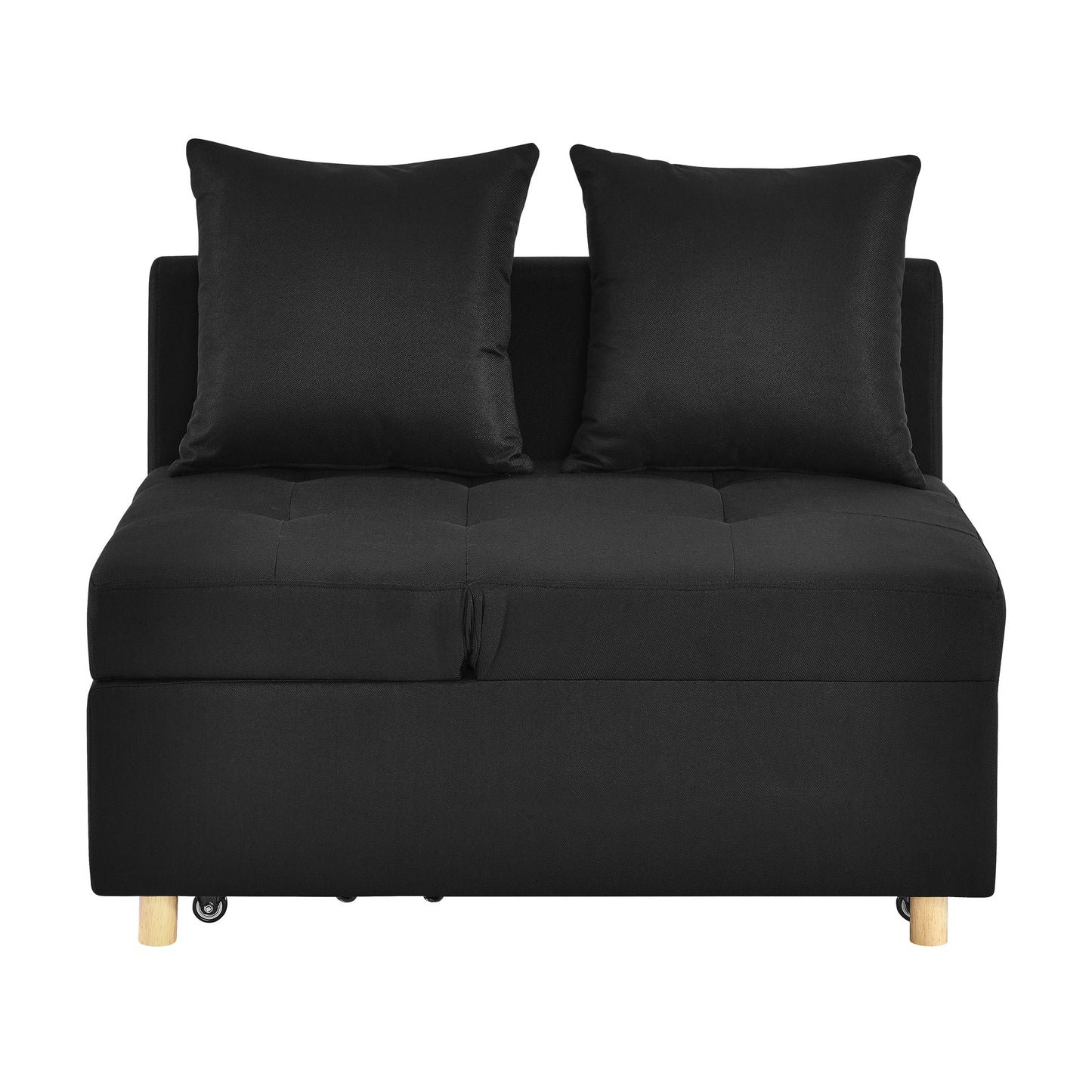 NEW Convertible Sleeper Sofa Chair Adjustable Backrest Recliner with Pullout Sofa Bed with Wheels, Modern Linen Fabric for Living Room for Tight Spaces, Black