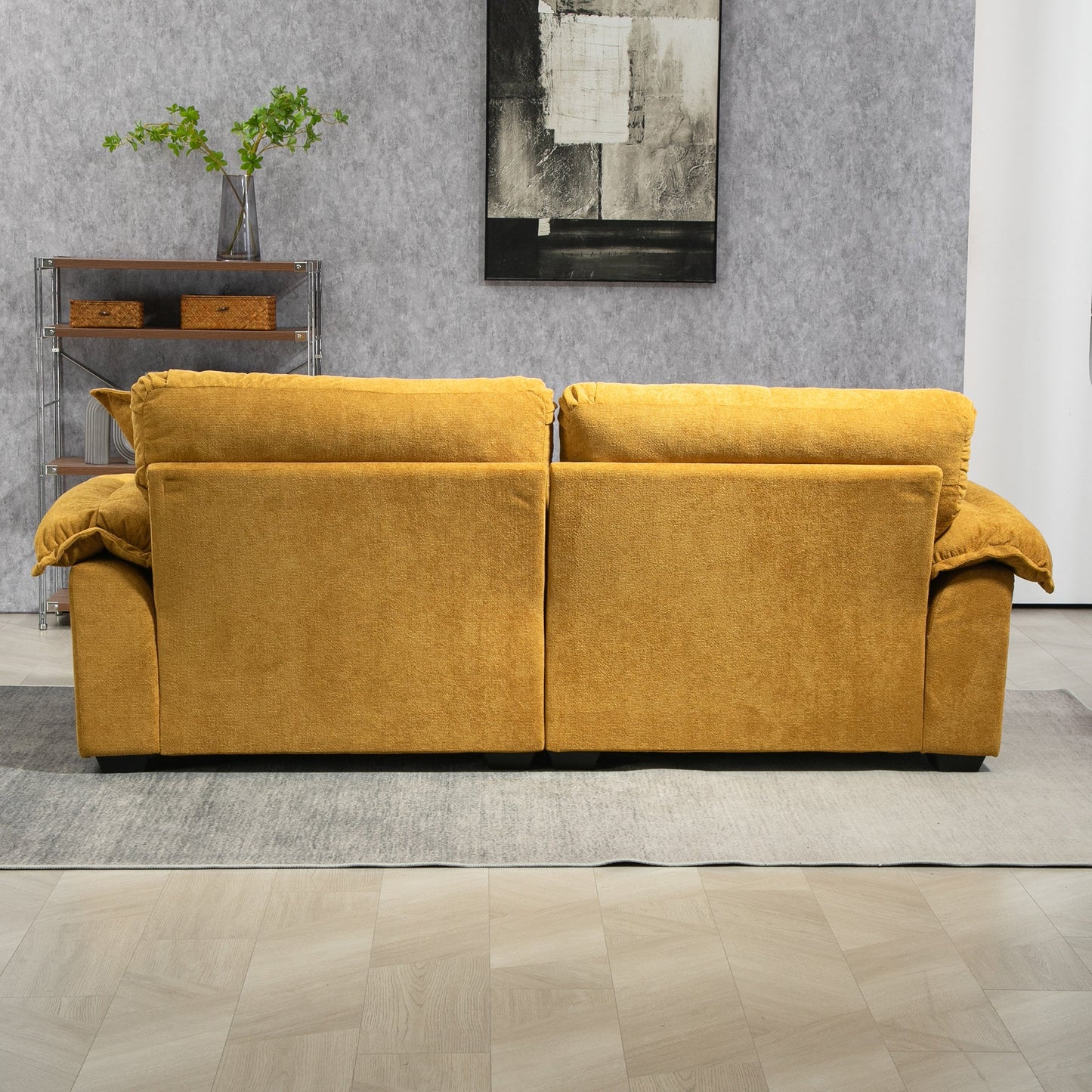 NEW 84' Chenille Sofa Small Sofa Loveseat Deep Seat Sofa Couch with 2 Throw Pillows & Memory Foam for Living Room Apartment Office Lounge-Yellow