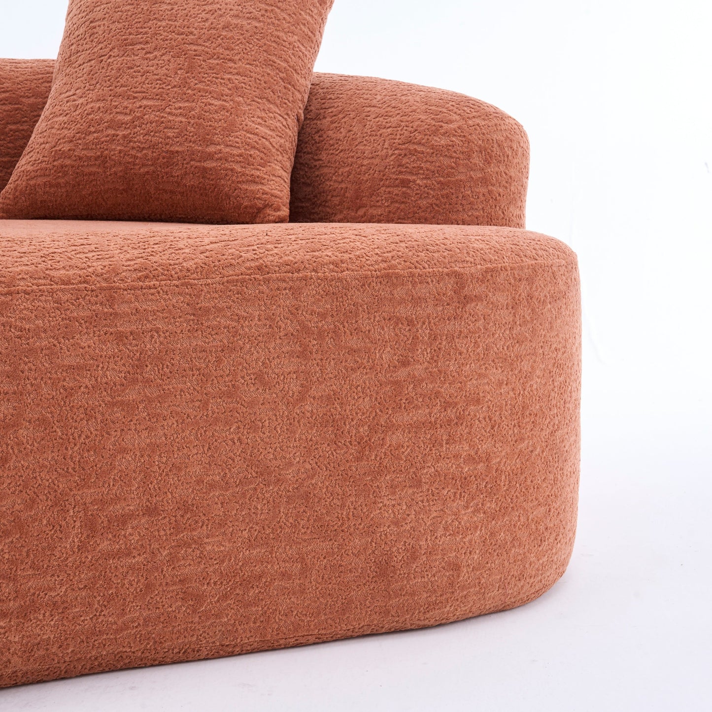 NEW LY-025S Coral Curved Loveseat Compressed Chenille Small Sofa with 3 Pillows