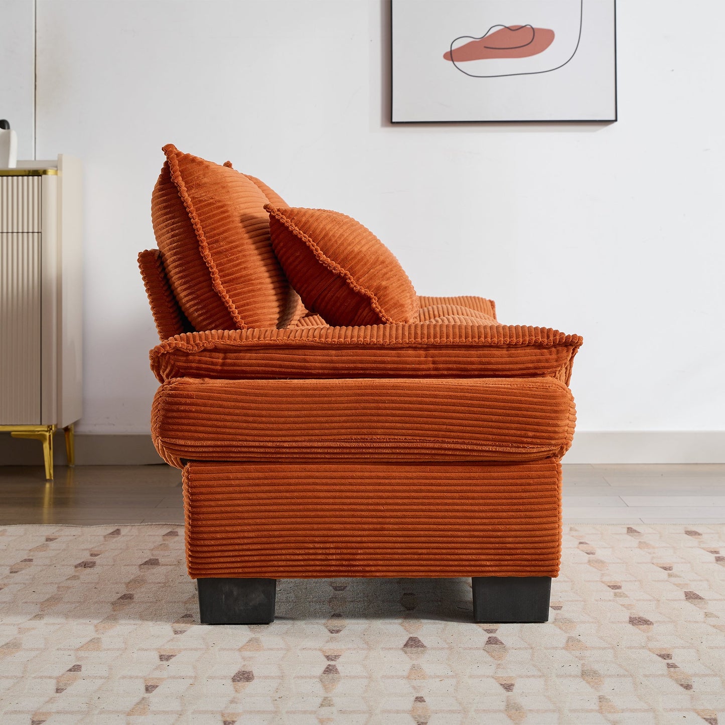 NEW Corduroy Sofa Sleeper Couch Loveseat Sofa with Pillows Comfy Upholstered Deep Seat Sofa for Bedroom,Living Room,Apartment,Office,Dorm-Orange Corduroy