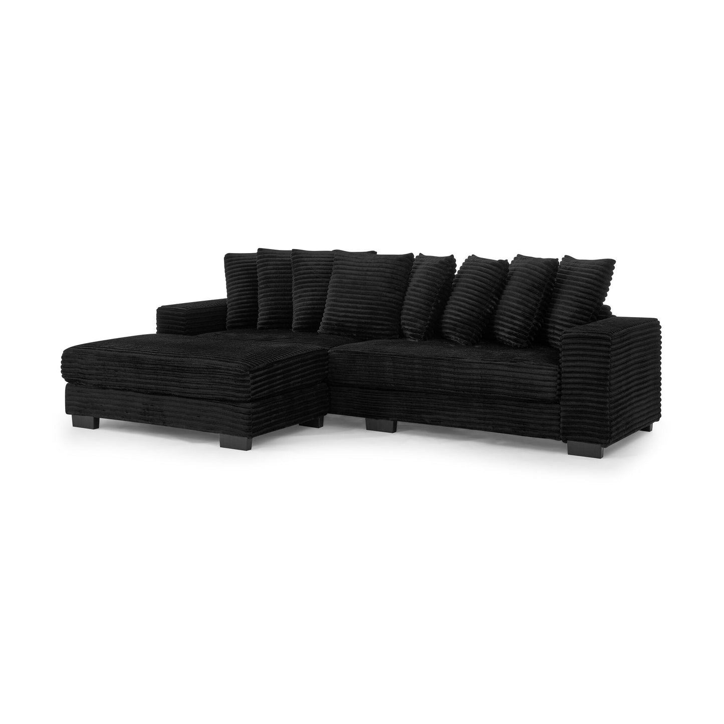 NEW Black Corduroy Tufted Upholstered L-Shaped Modular Convertible Sleeper Sectional Sofa Couch