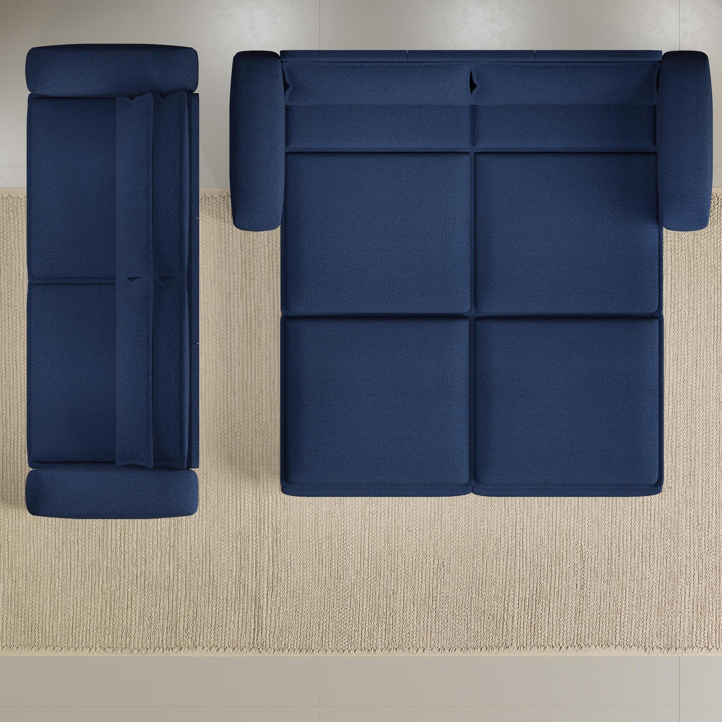 NEW 93' King Size Sleeper Sofa Bed, Pull Out Sofa Bed, 3 in 1 Convertible Sleeper Sofa, Chaise Lounge,3 Seat Teddy Couch with 2 Lumbar Pillows for Living Room, Apartment, Office, Studies,Blue