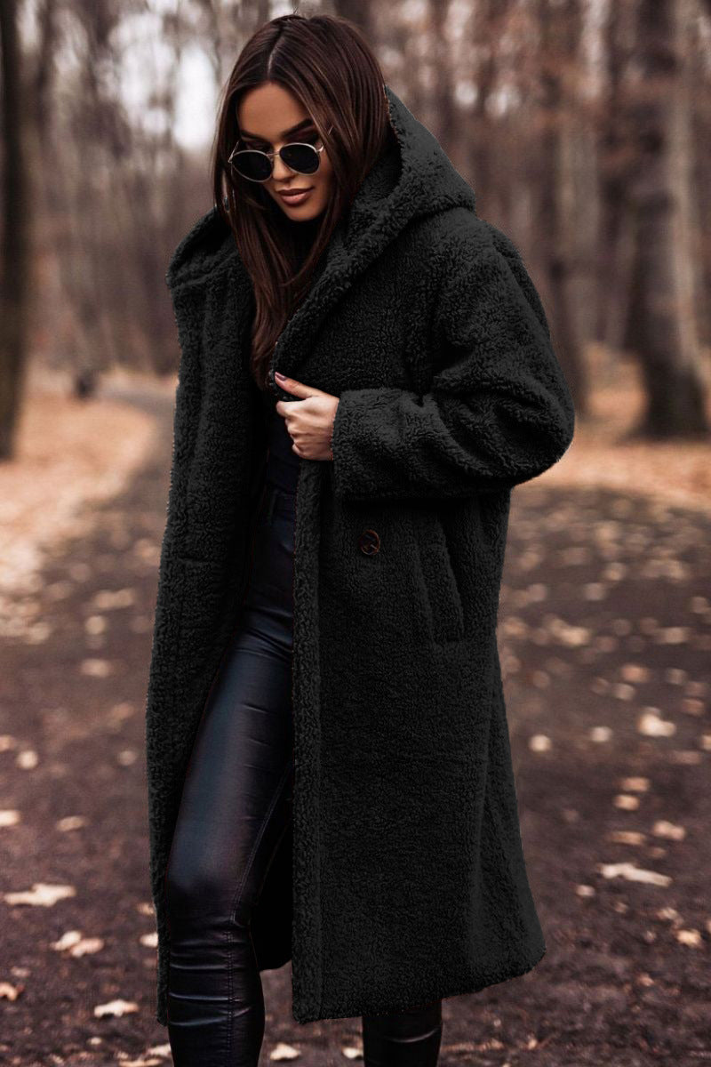 New Autumn Winter Fashion Elegant Long Coat Woman Plush Warm Faux Fleece Coat Women Teddy Jacket Female Teddy Coat Outwear Ladies