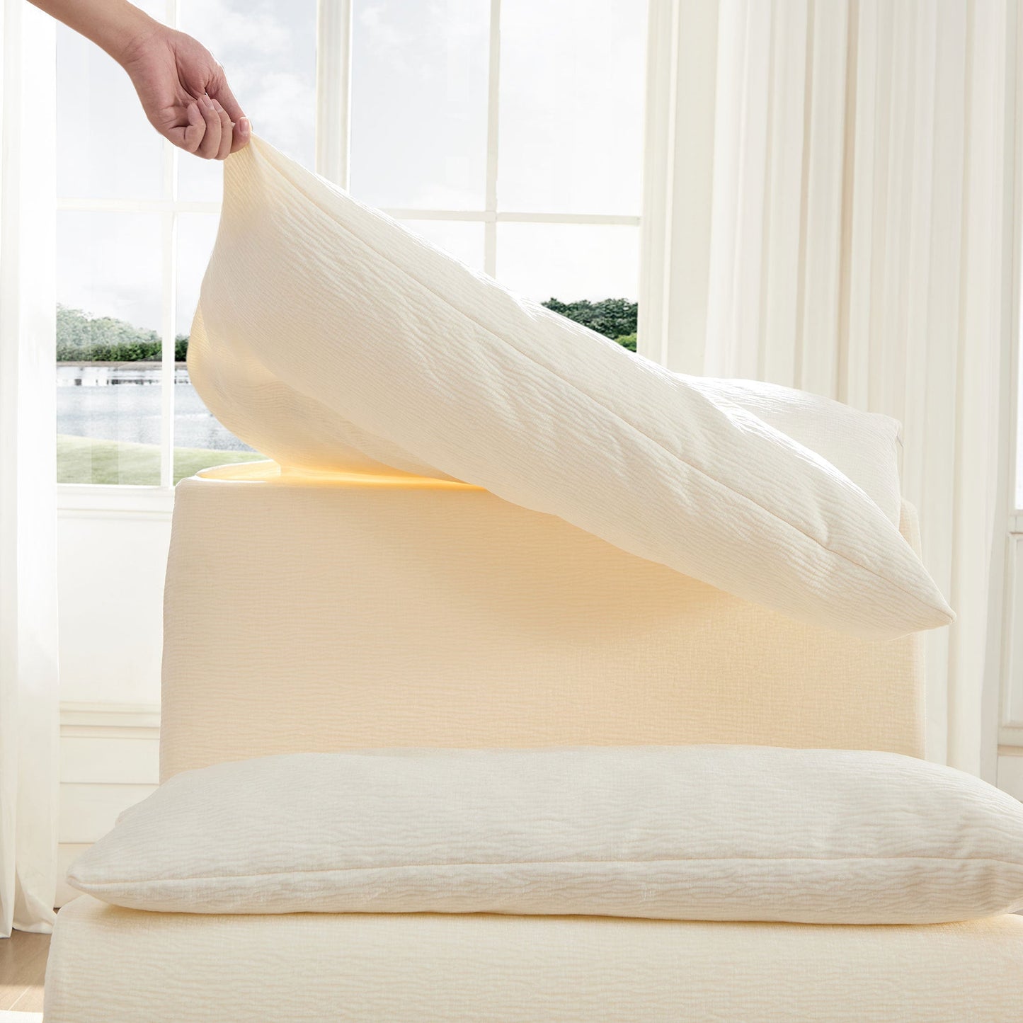 NEW Single Chair Sofa Lounge Chair With Backrest Fully Compressed Sofa Suitable For Living Room, Bedroom, Polyester,ORANGE, WHITE