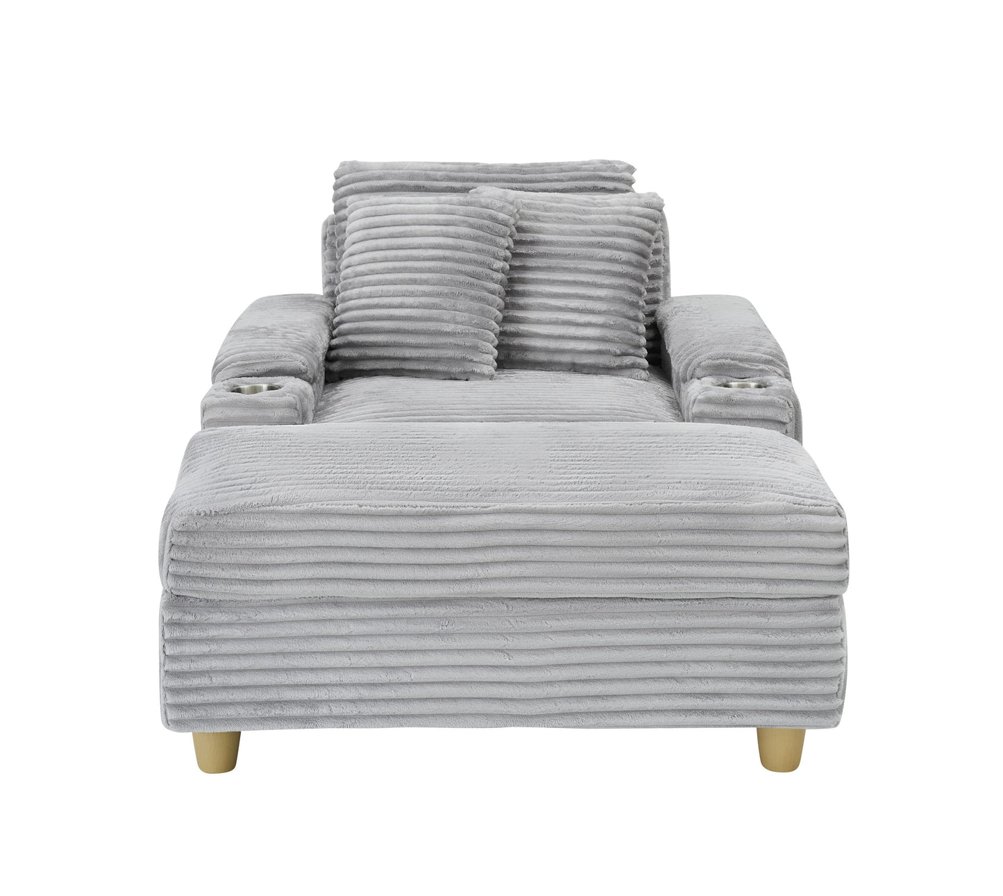 NEW Gray Corduroy Fabric Single Seater Oversized Loveseat with Storage Ottoman