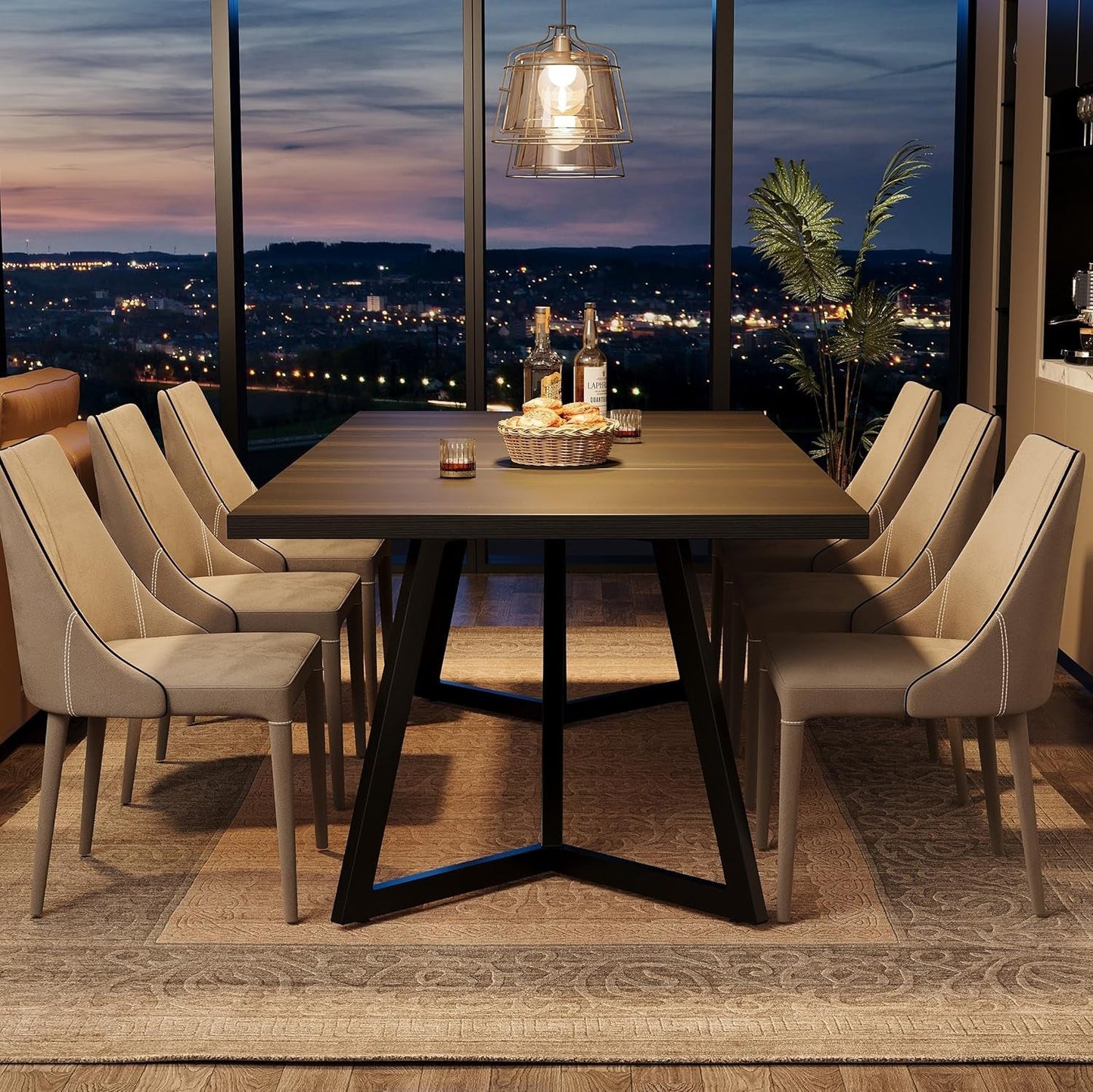 NEW 70.86 Inch Black Dining Table For 4 To 6 Family Room