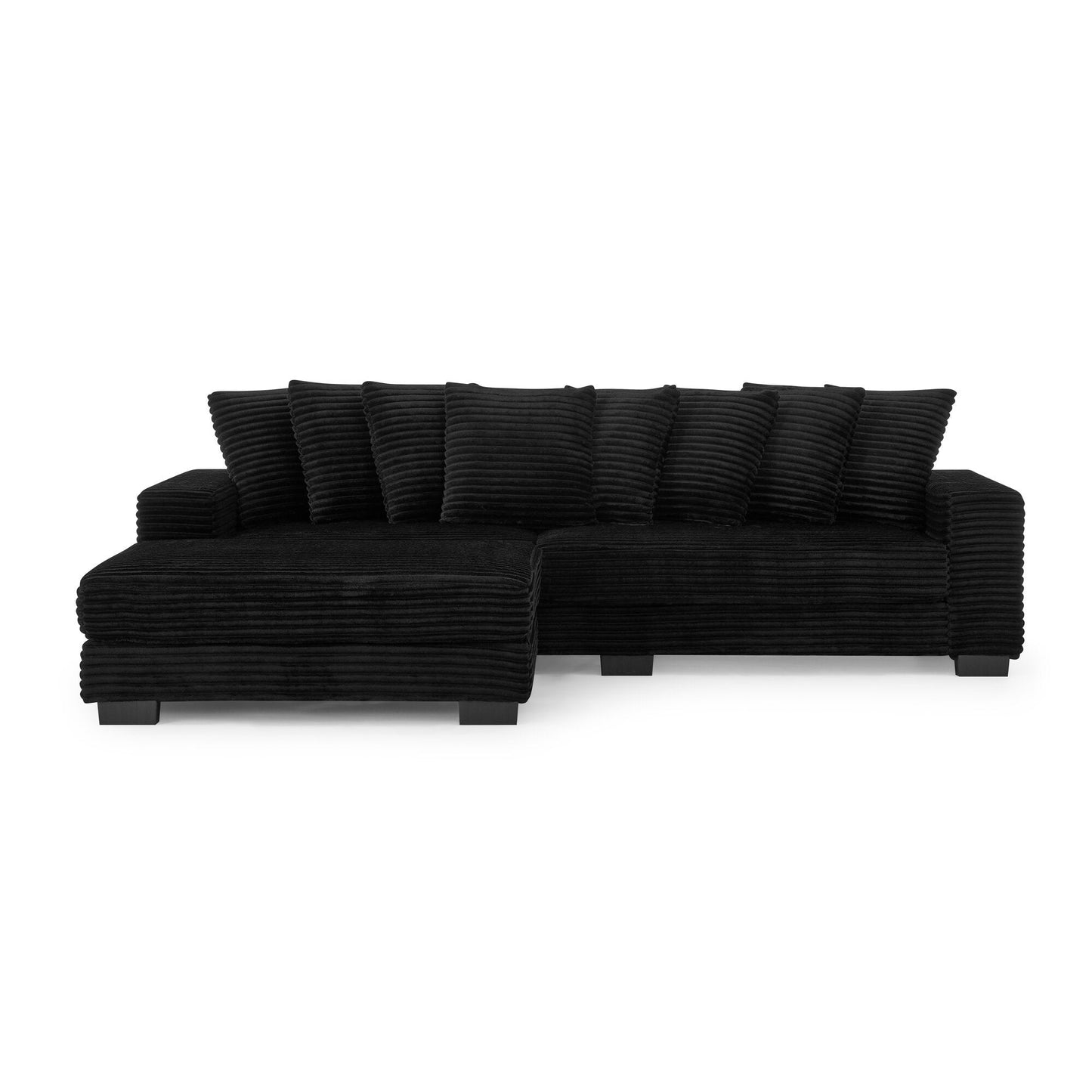NEW Black Corduroy Tufted Upholstered L-Shaped Modular Convertible Sleeper Sectional Sofa Couch