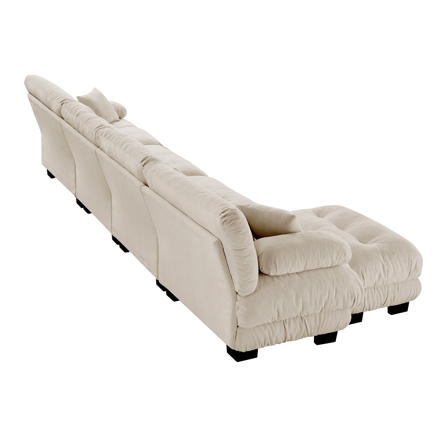 NEW Free Combination Chenille Light Coffee Modular Sectional L Shaped 4-Seater Comfy Cloud Sofa Couch with Convertible Ottoman