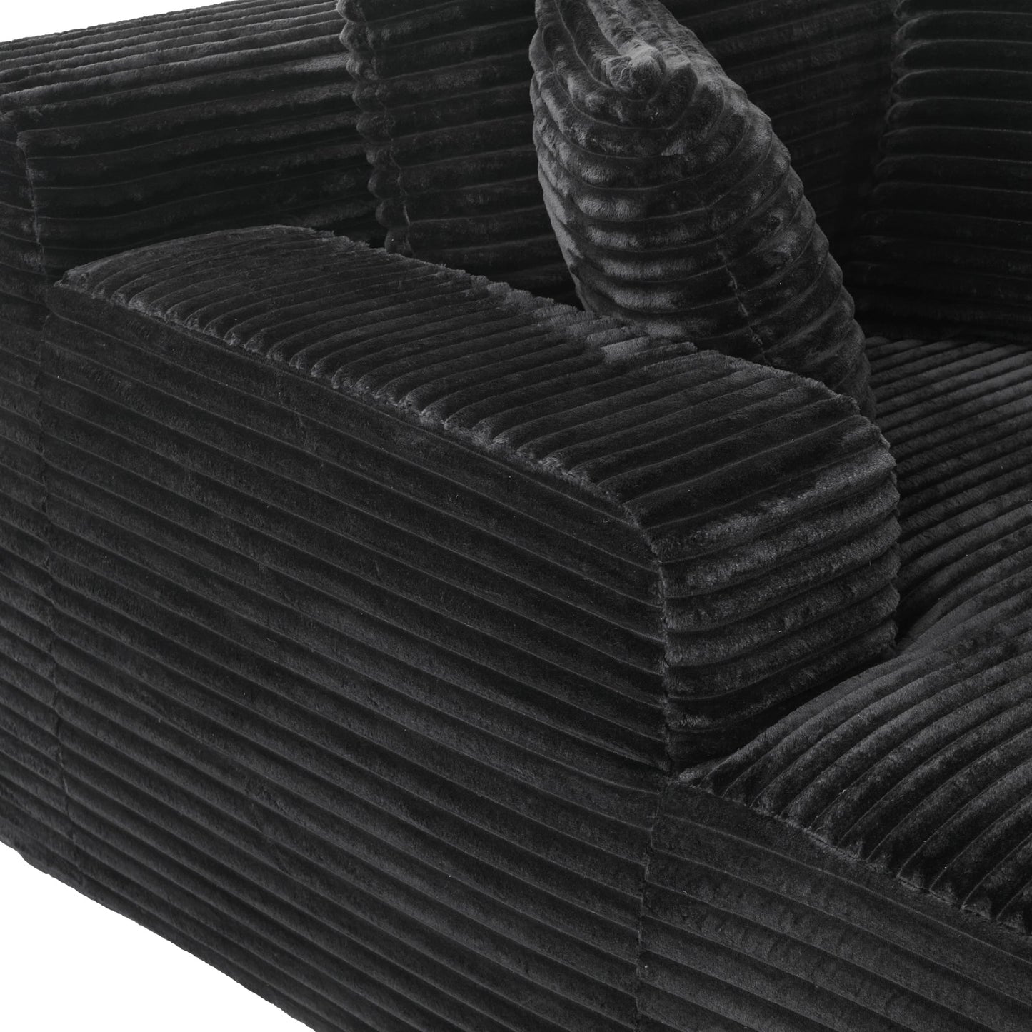 NEW Modern Black Corduroy Chaise Lounge Sofa Bed with Removable Pillows, 48.8' Upholstered Sleeper Sofa