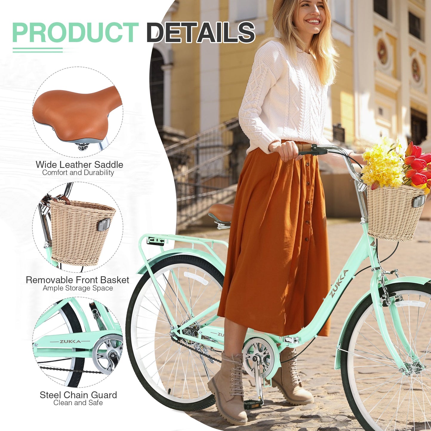 NEW 26 Inch Single Speed Folding Lady Bike , Durable Steel Frame,Compact Design for Easy Storage and Commuting