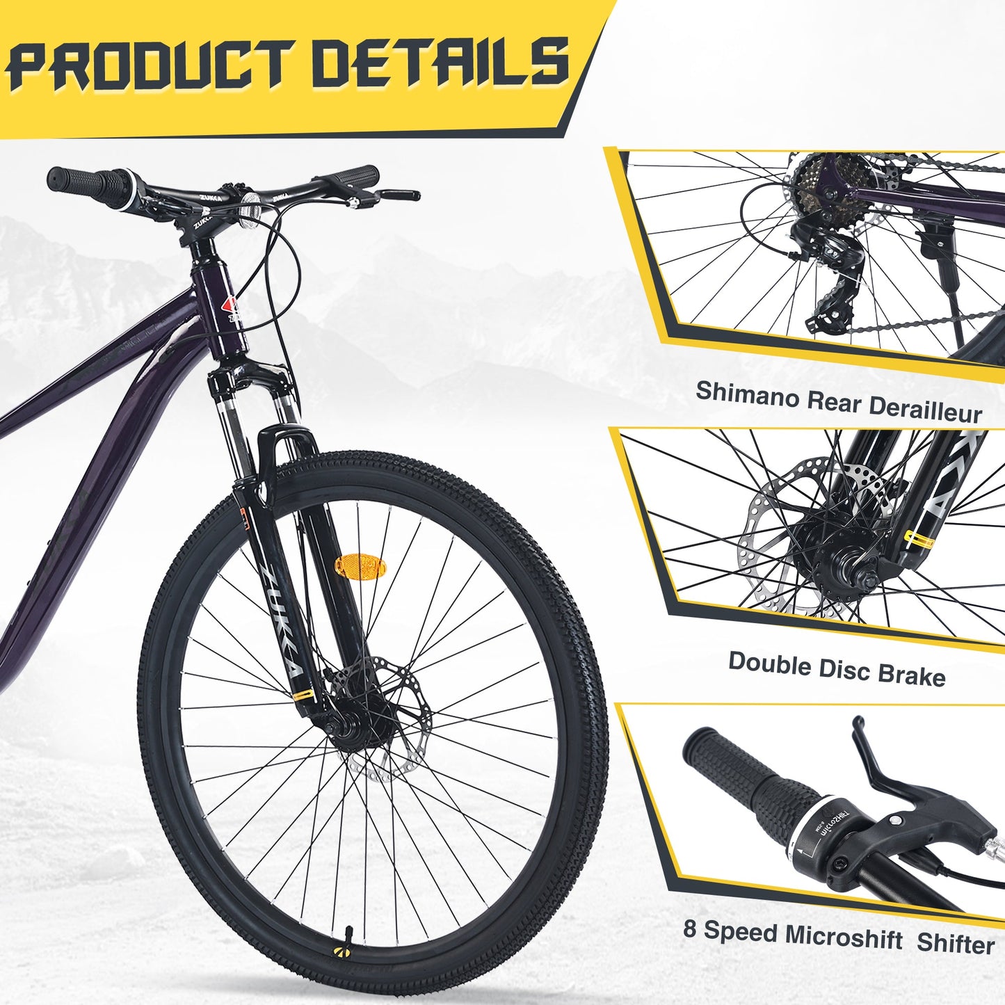 NEW 27.5 Inch Wheels 8 Speed Mountain Bike, for Men Women Boys and Girls, Front Suspension, Steel Frame