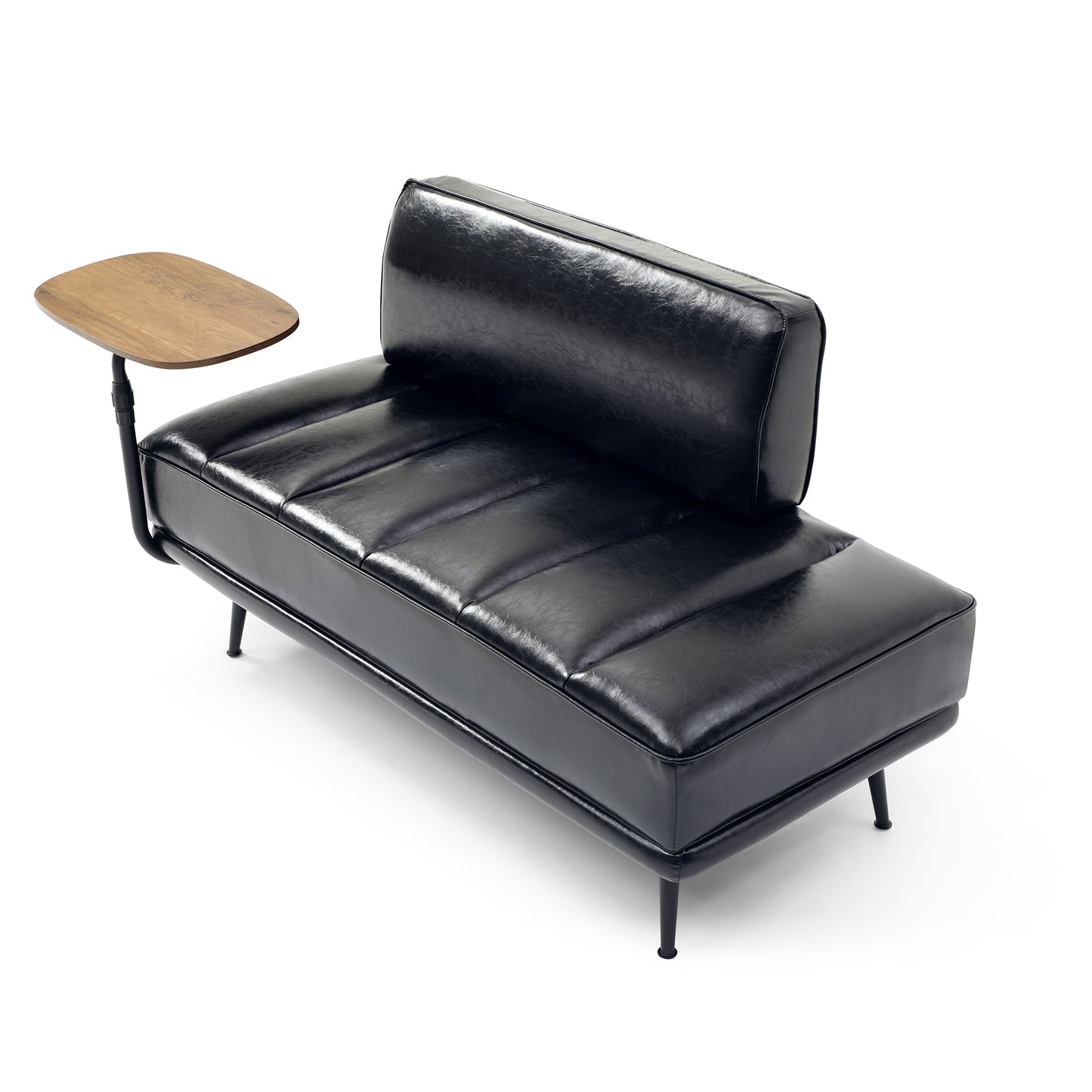 NEW 55' Modern Upholstered Black Faux Leather Bench