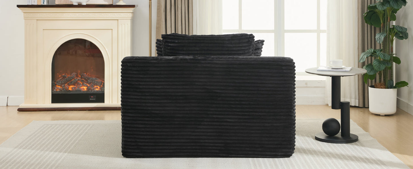 NEW Modern Black Corduroy Chaise Lounge Sofa Bed with Removable Pillows, 48.8' Upholstered Sleeper Sofa