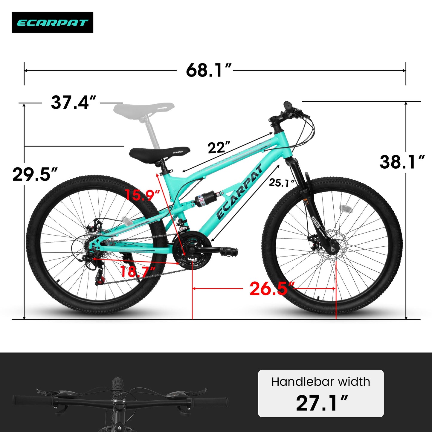 NEW A26207 26 Inch Steel Frame Shock Fork Plus Shock Absorber 21-speed Unisex Mountain Bike
