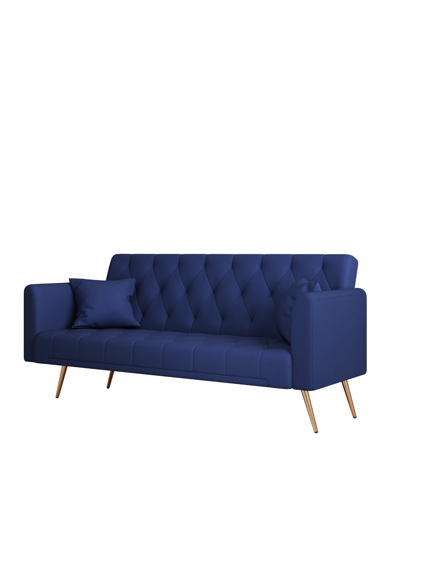 NEW 71-inch convertible love seat sofa, American retro blue velvet material, suitable for small living room, bedroom, office