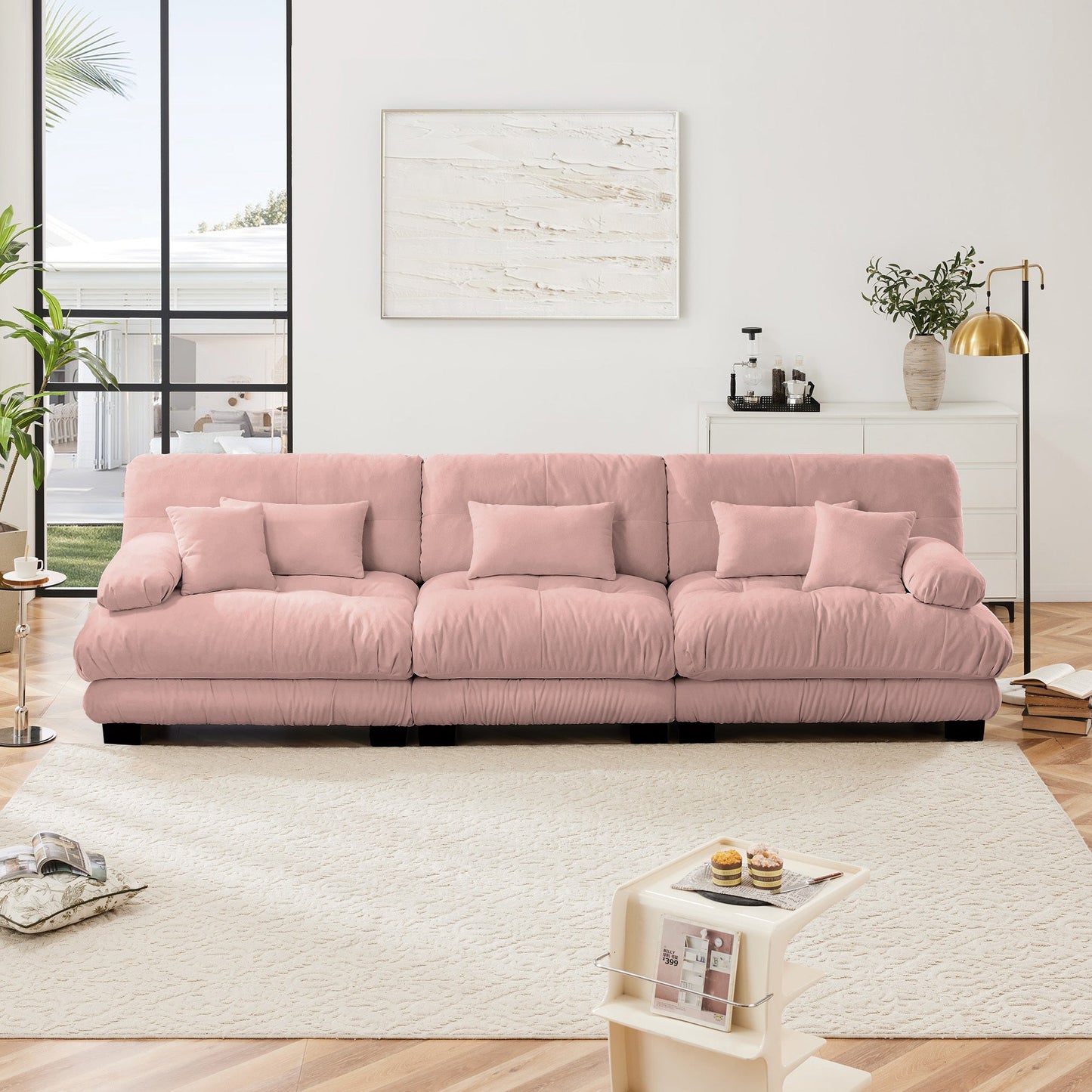 NEW 3-Seater Sectional Modular Deep Seat Chenille Soft Comfy Upholstered Sofa Couch