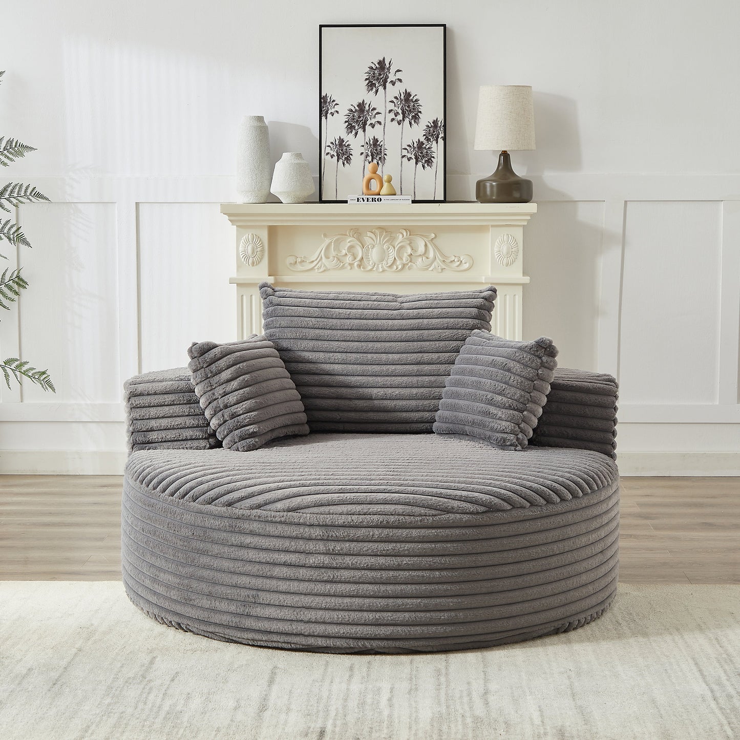 NEW 55''L Corduroy Sponge Single Sofa Fluffy Modern Sleeper Chair