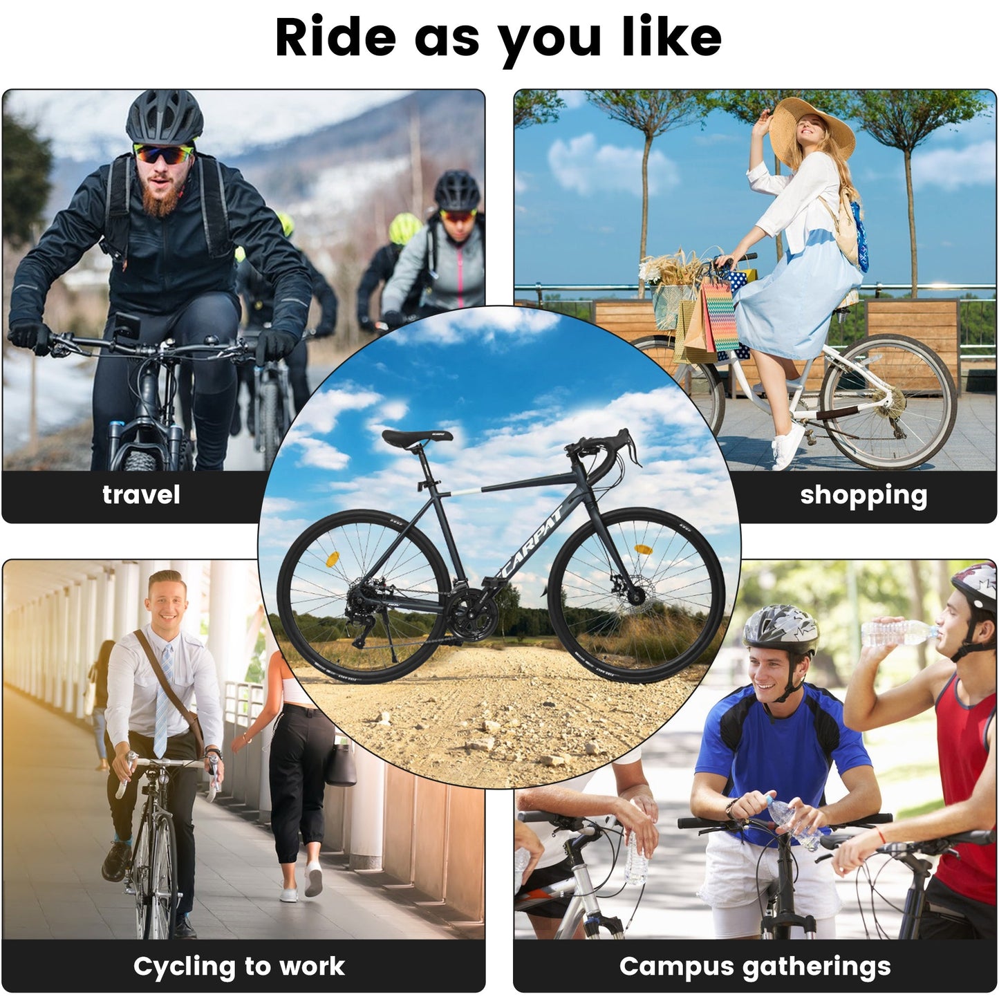 NEW A28320R 700Cx28 Road Bike, Lightweight Aluminum Frame, Disc Brakes, 16-Speed, Fast Acceleration, Suitable for Men and Women, Ideal for High-Intensity Riding