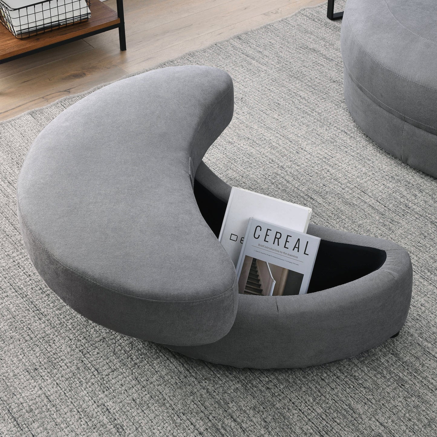 NEW Welike Swivel Accent Barrel Modern Dark Grey Sofa Lounge Club Big Round Chair with Storage Ottoman and Pillows