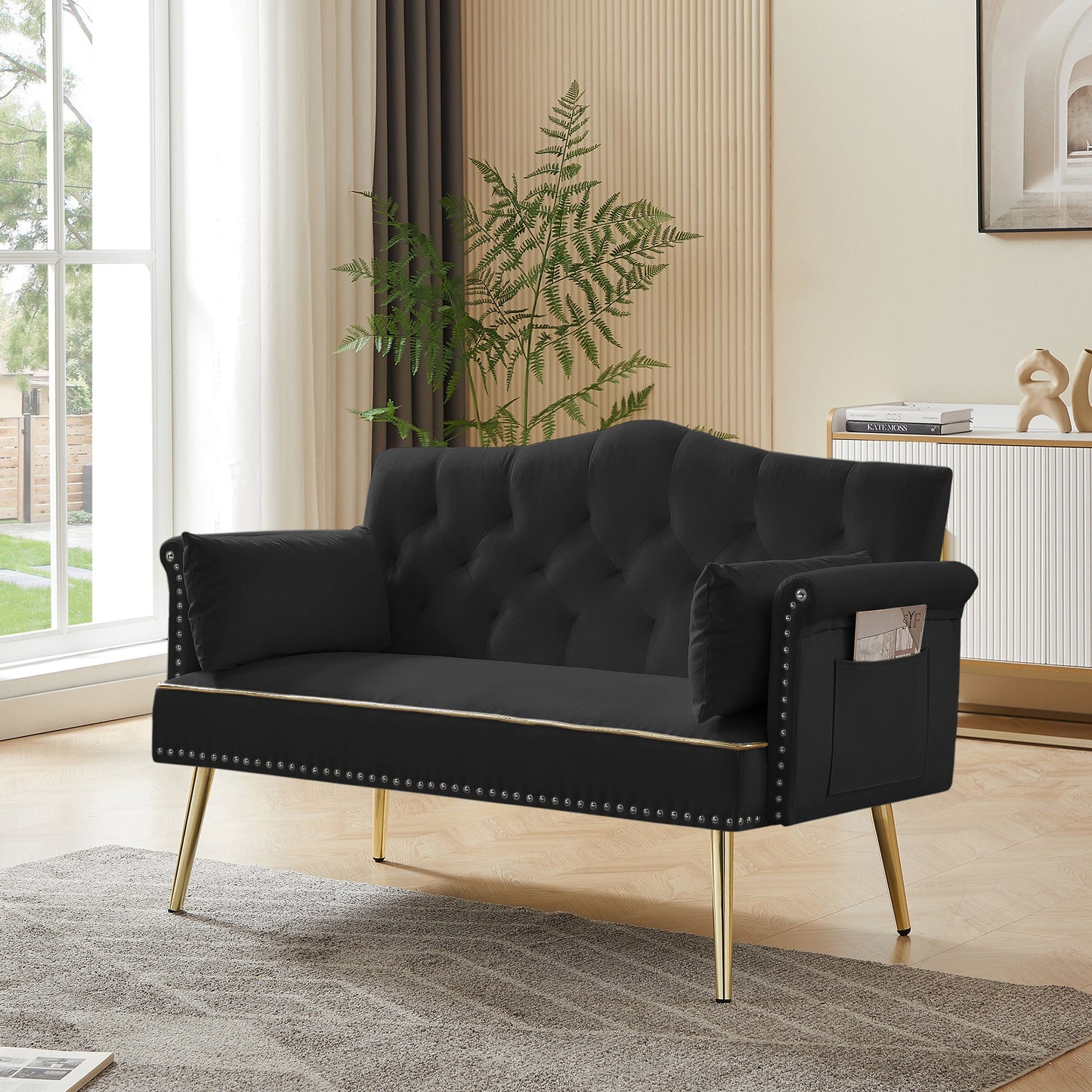 NEW BLACK  2 SEATER SOFA