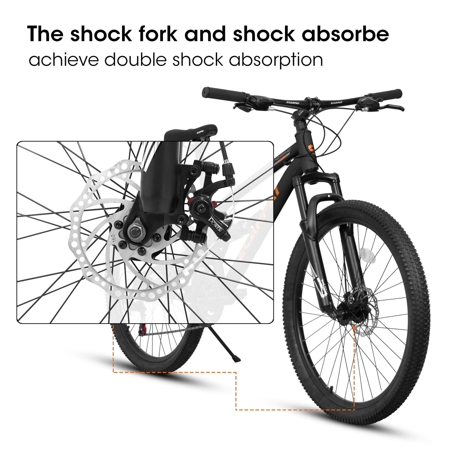 NEW A26207 26 Inch Steel Frame Shock Fork Plus Shock Absorber 21-speed Unisex Mountain Bike