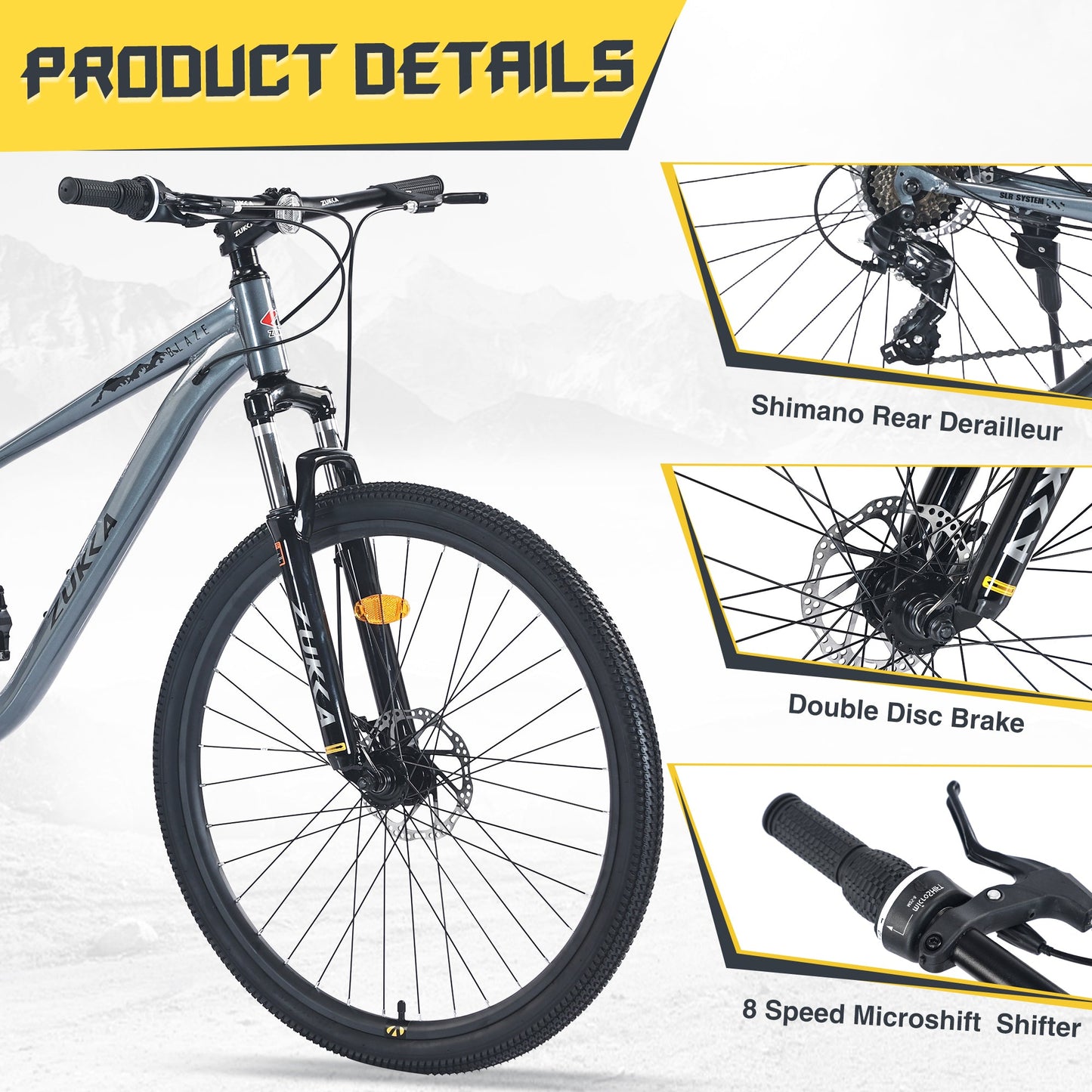 NEW 29 Inch Wheels 8 Speed Mountain Bike, for Men Women Boys and Girls, Front Suspension, Steel Frame
