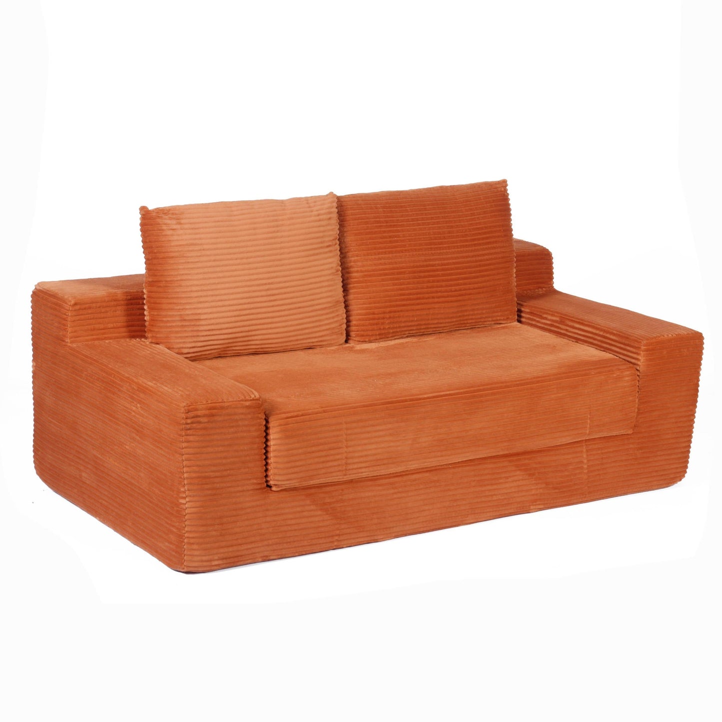 NEW Loveseat Sofa, Comfortable Deep Seat Sofa Bed, Modern Small Corduroy Couch for Living Room Bedroom,Reversible Cushion with Pillows,No Assembly Required,Orange
