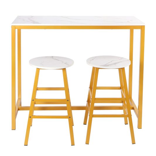 NEW Stylish Bar Table with 2 Stools Set Simple Modern Furniture for Kitchen Game Room Living Room