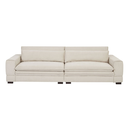 NEW Mid-Century Beige Sofa Couch Modern Upholstered Sofa