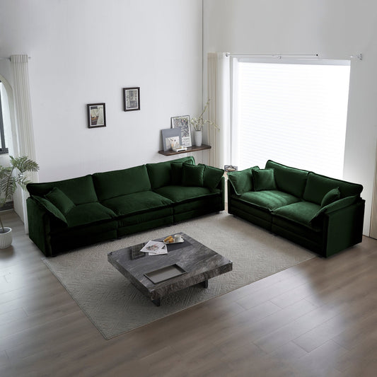 NEW Sofa Set of 2 Chenille Couch, 2+3 Seater Sofa Set Deep Seat Sofa, Modern Sofa Set for Living Room, Green Chenille