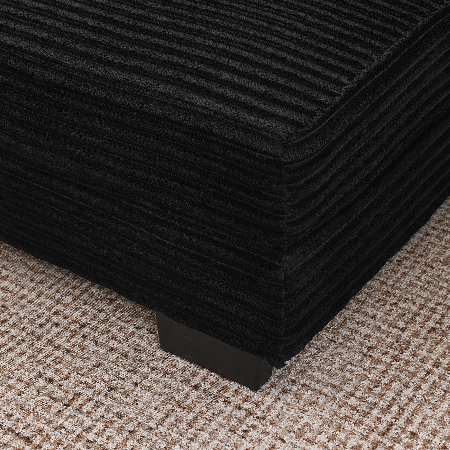 NEW Black Corduroy Tufted Upholstered L-Shaped Modular Convertible Sleeper Sectional Sofa Couch