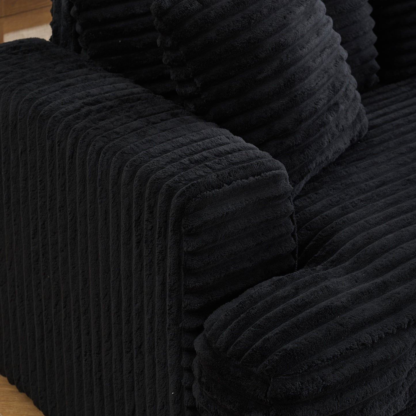 NEW 79.3 'long, corduroy sofa with 4 matching pillows, stylish design spacious and comfortable 3-seater sofa suitable for modern living room, black