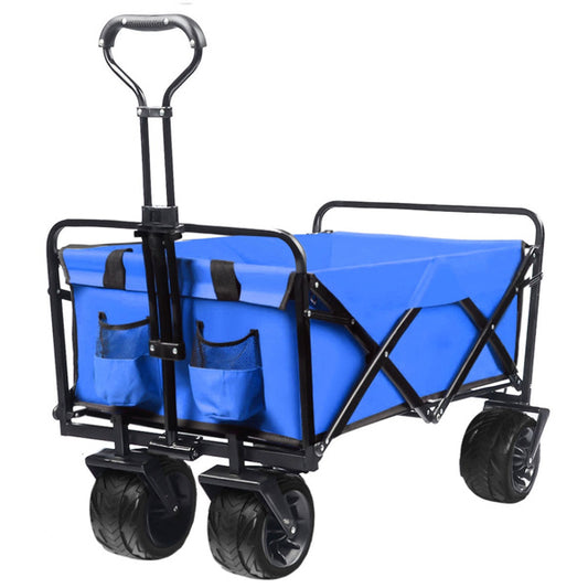 NEW Foldable Heavy Duty 220lb ATV Outdoor Folding Universal Wheel Adjustable Handle Shopping Blue Wagon Cart