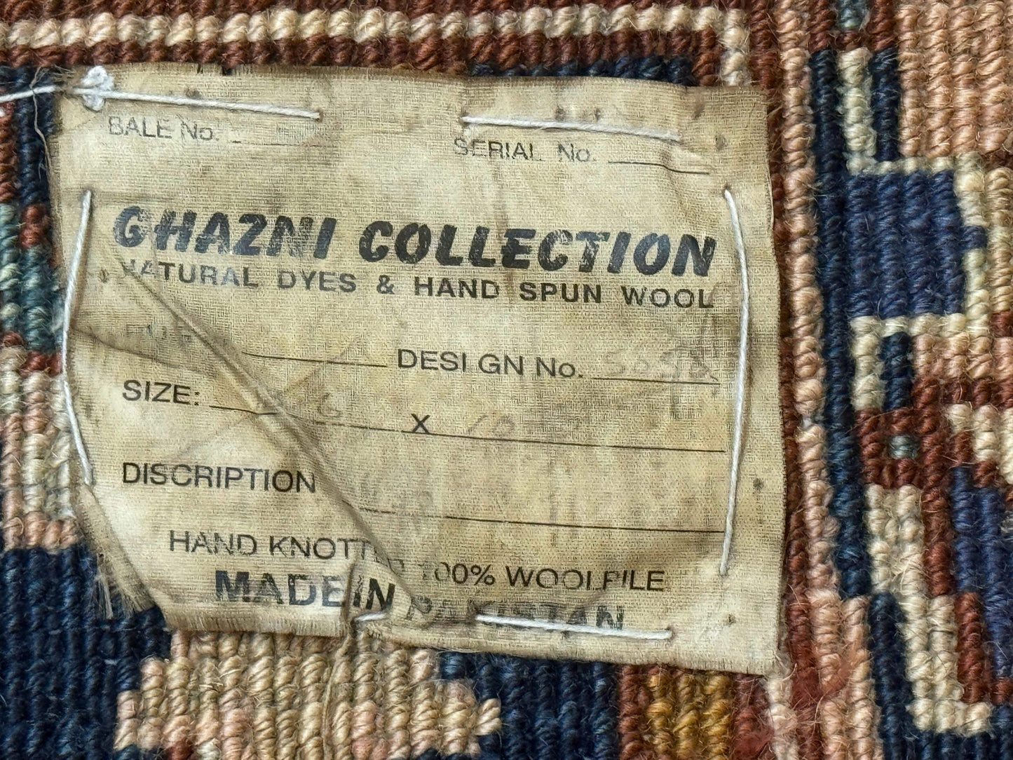 USED Pak Persian Bidjar Rug 10x13, Midnight Blue and Tan Pakistani Carpet