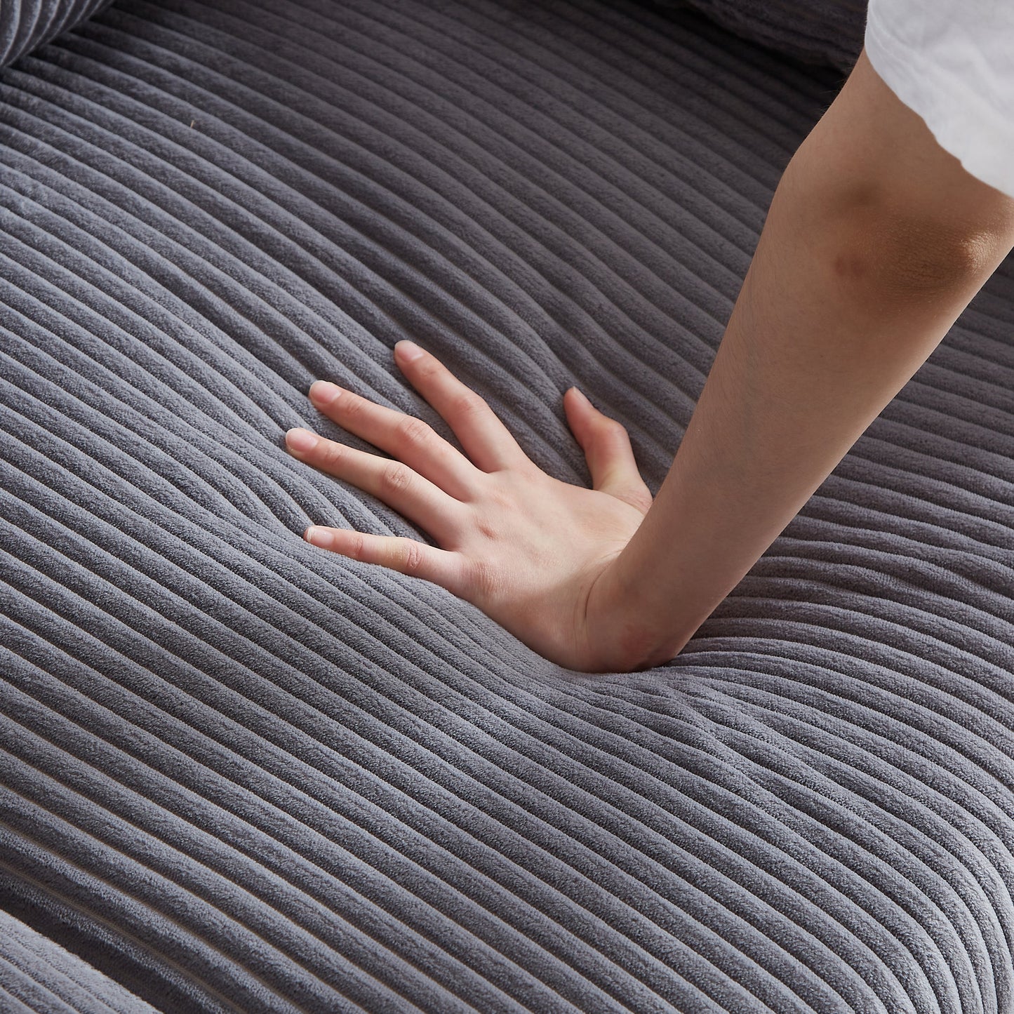 NEW MH'' 3-in-1 Adjustable Sleeper 64.5 Inch Soft Corduroy Convertible Sleeper Sofa Bed with Pullout Bed 2 Pillows and Side Pockets