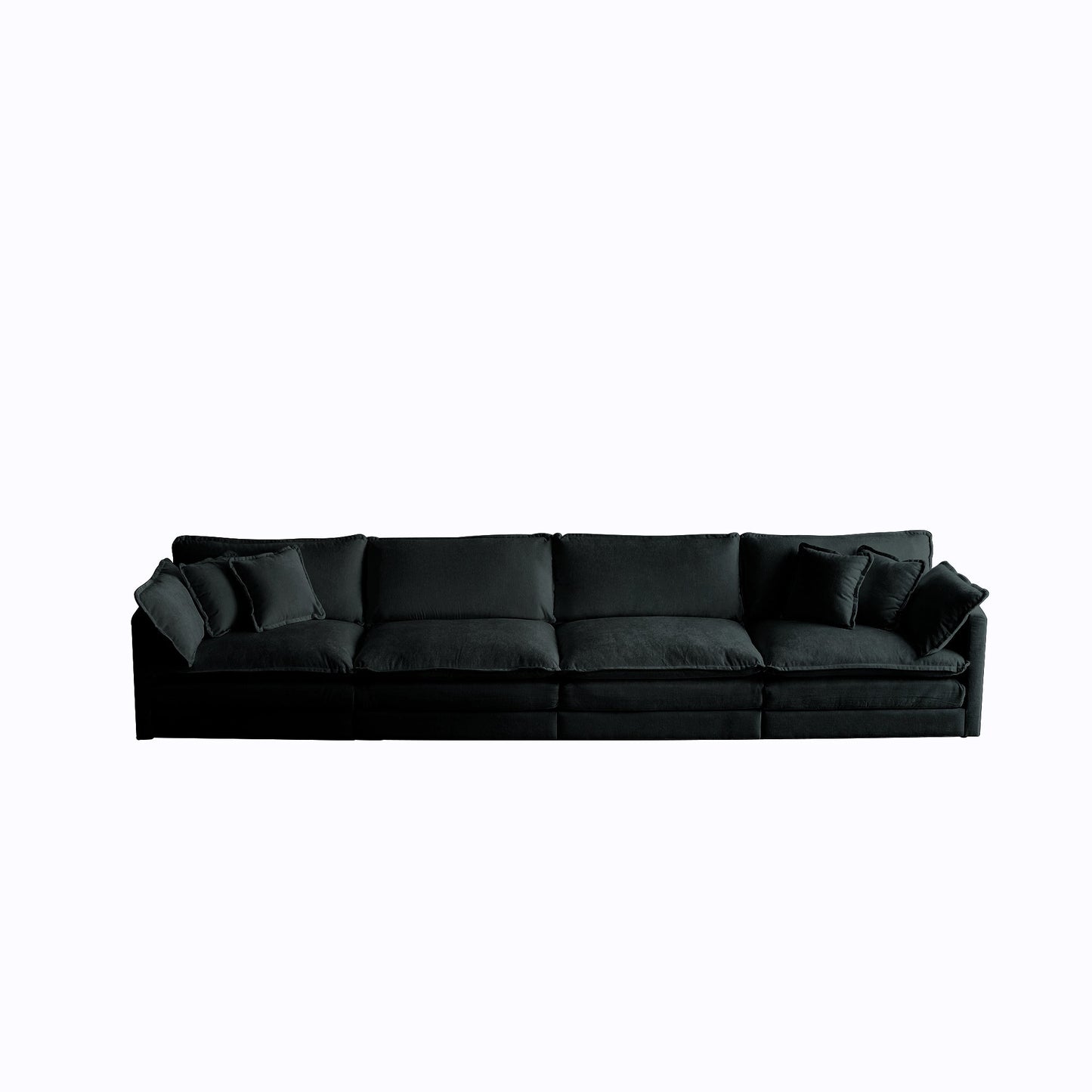 NEW Black Chenille Comfy Chenille Fabric Modular 4 Seater Sectional Sofa Couch