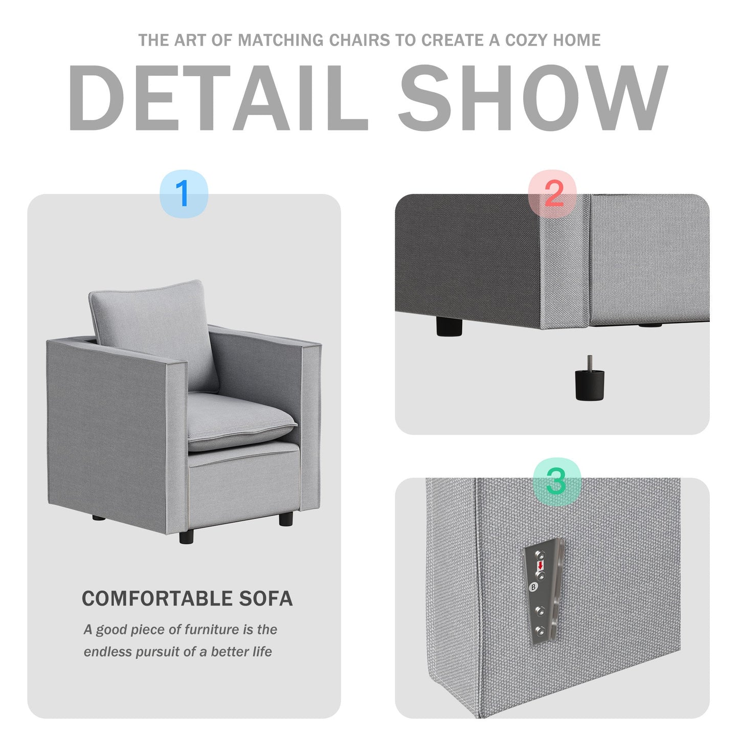NEW Decorative Breathable Seat Cushion Comfortable Gray Single Cushion Armchair Sofa Chair