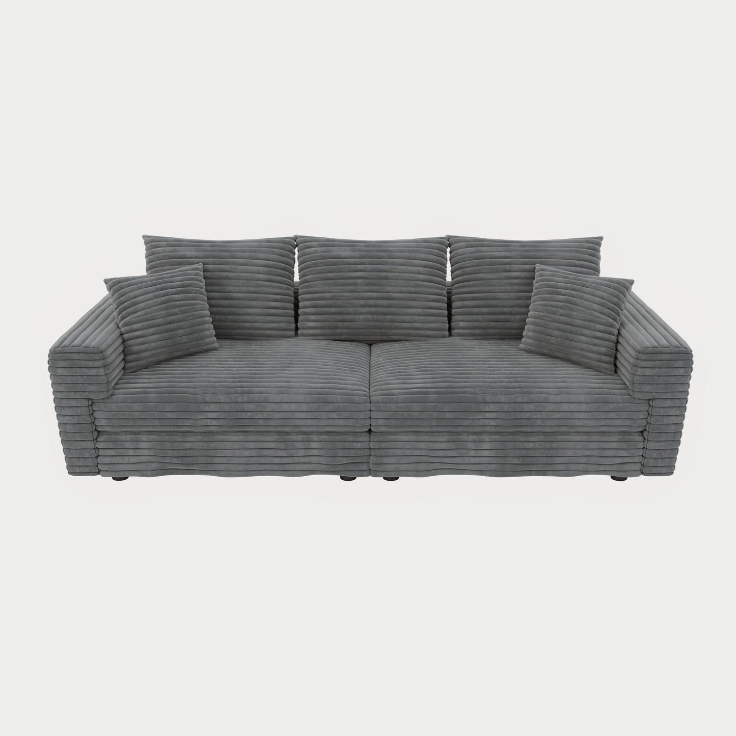 NEW 82.7’ Modern Plush Grey Corduroy Comfy Upholstered 3-Seat Sofa Deep Seat Couch