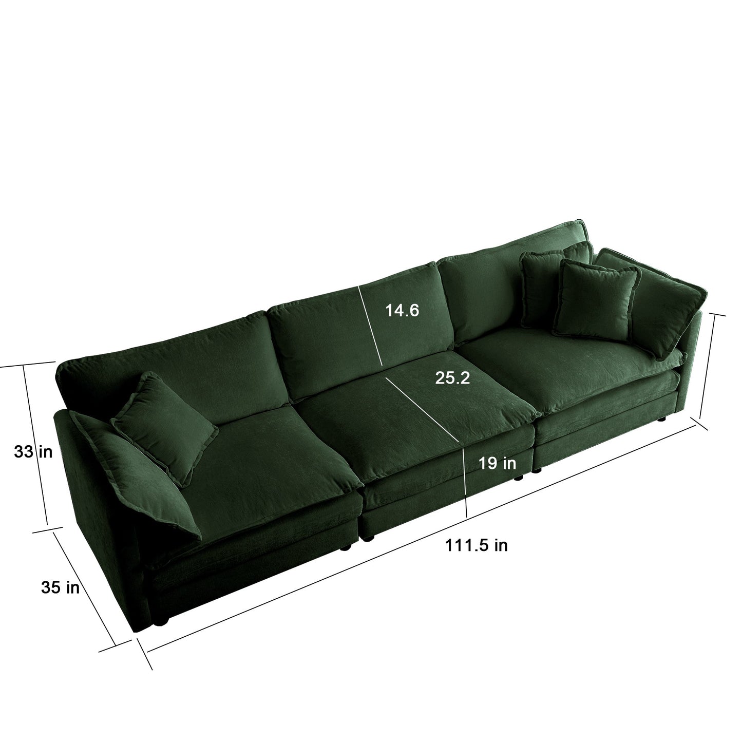 NEW Comfortable Deep Seat Reversible Modular 6 Seater Sectional Super Soft Sofa U Shaped Couch with 3 Ottomans 3 Toss Pillows and 2 Arm Pillows