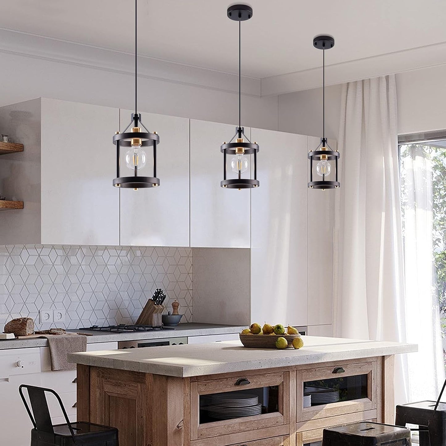 NEW Black Farmhouse Pendant Lights With Adjustable Cords