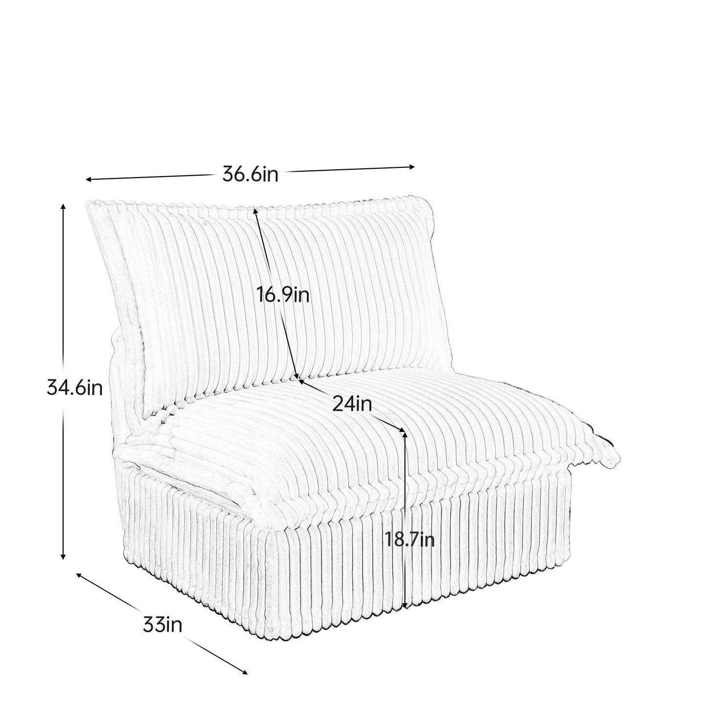 NEW Cream Koala Armless Sofa Couch