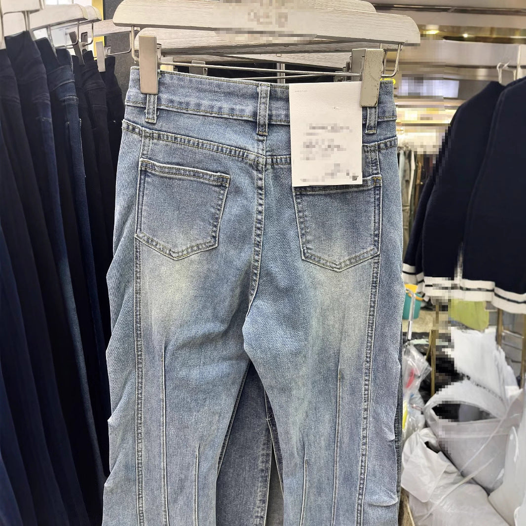 NEW Retro Rivet Heavy-duty Skinny Jeans High Waist Slimming Design