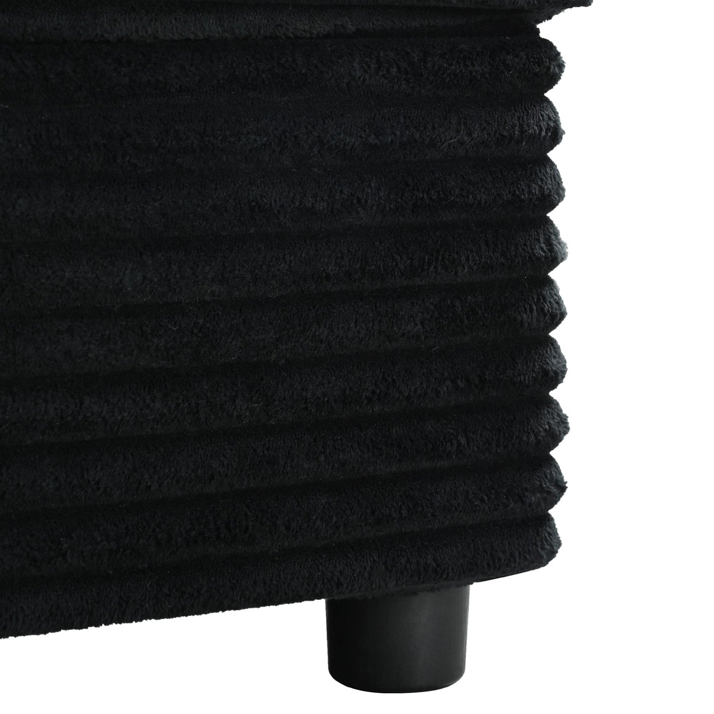 NEW Black Corduroy Oversized Loveseat Chaise Lounge Sectional Sofa Bed with USB Ports Cup Holders and Pillows